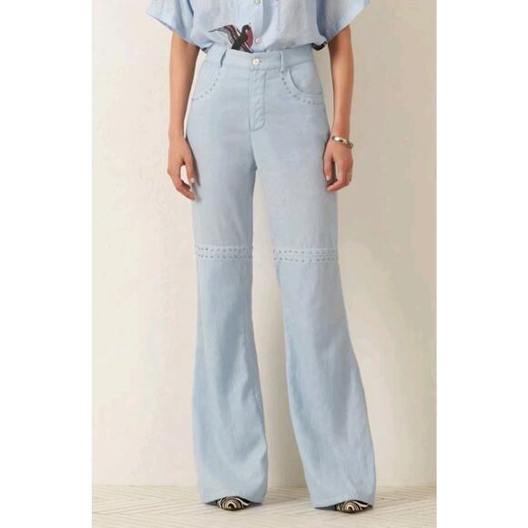 Alix Of Bohemia Blue Bunny Studded Jean 100% Wool Size 4 Flare0 - Picture 1 of 15